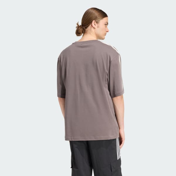hnedá TRIČKO ADICOLOR 3-STRIPES OVERSIZED TEE