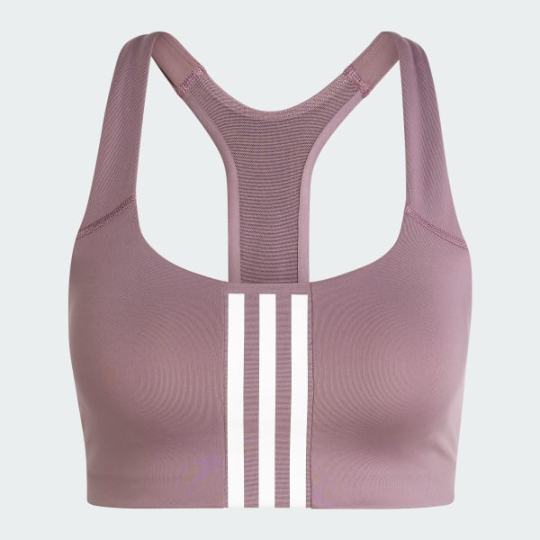 Purple Powerimpact Training Medium-Support 3-Stripes Bra