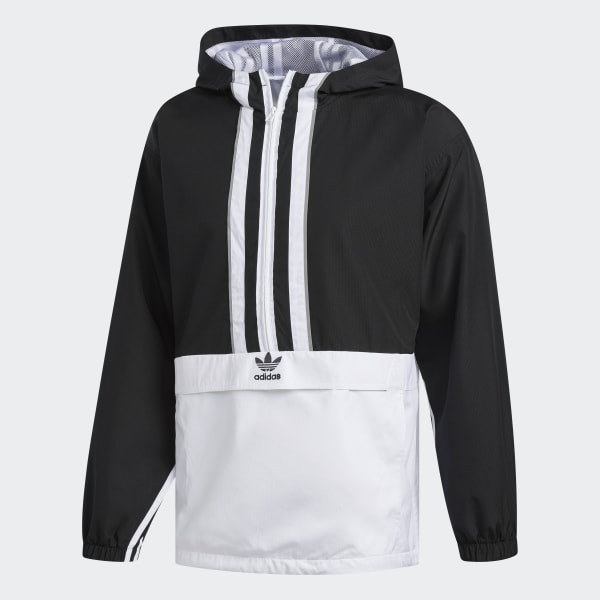 black and white adidas windbreaker