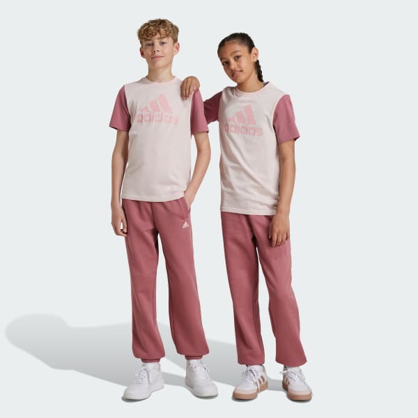 adidas Essentials Small Logo Feel Cozy Fleece Pants Kids Pink adidas New Zealand