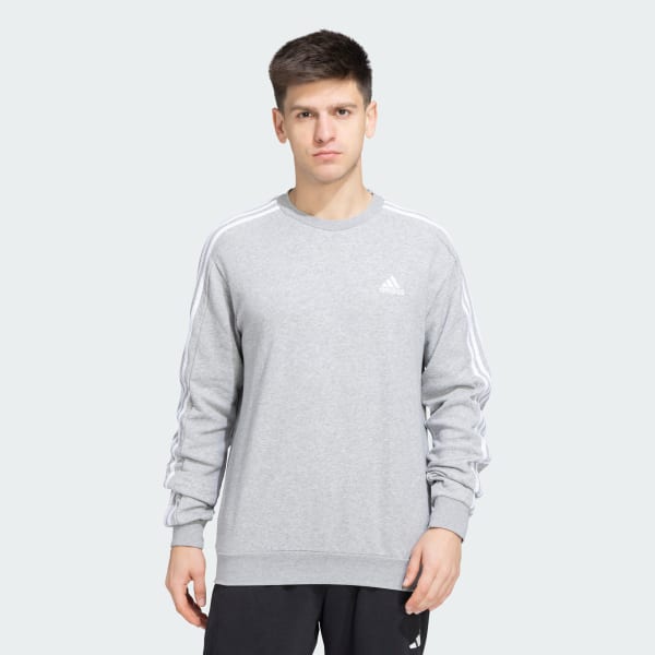 Grey 3 Stripes Full Sleeves Training Sweatshirt