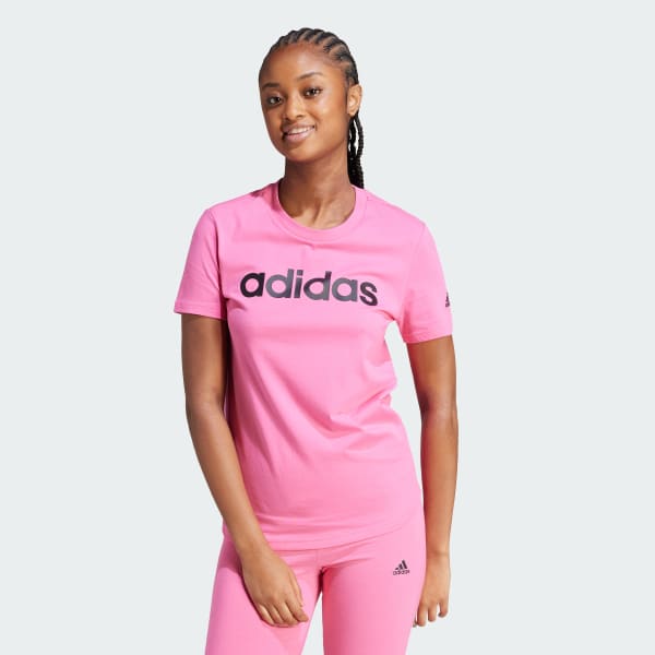 Rosa Camiseta Essentials Logo Ajustada