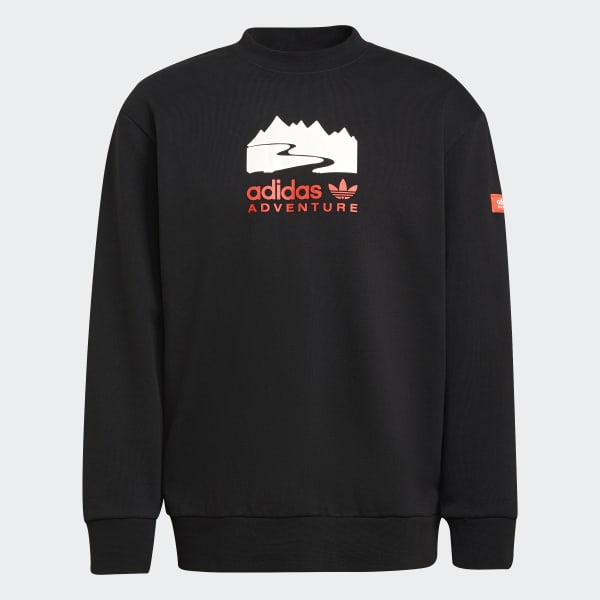 Đen Áo Sweatshirt Cổ Tròn Logo adidas Adventure JKZ67