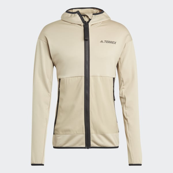 adidas TERREX Tech | Beige Jacket Fleece adidas - | Light Hooded Men\'s US Hiking Hiking