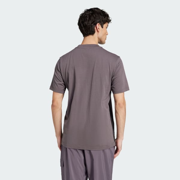 Cinza Camiseta Malha Simples Essentials Três Listras