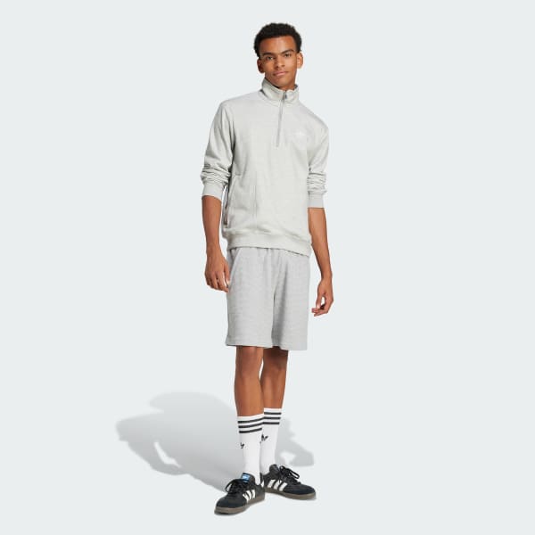 Grau Trefoil Essentials Waffle 1/2 Zip Sweatshirt