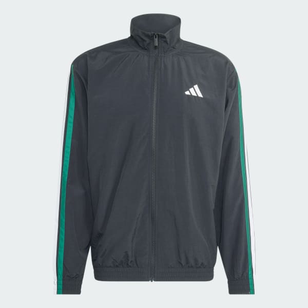 Negro Chamarra Deportiva Essentials 3 Franjas Tejida