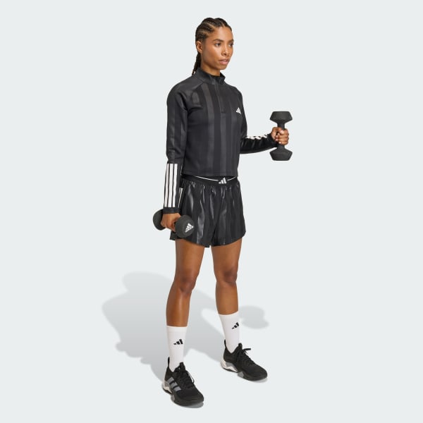 Siyah Hyperglam 3-Stripes Kabartmalı 1/4 Fermuarlı Eşofman Üstü