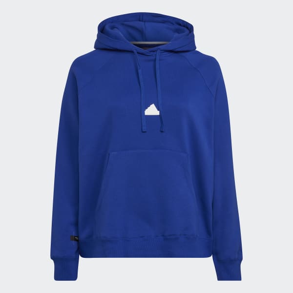 Niebieski Oversized Hooded Sweatshirt (Plus Size) UG639