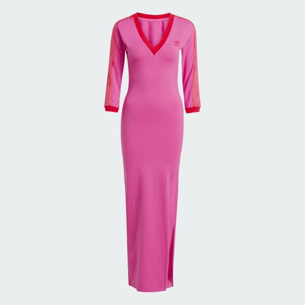 adidas Adicolor Classics 3-Stripes Maxi Dress - Pink | Free