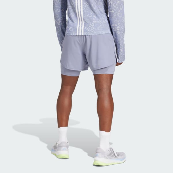 สีม่วง กางเกงขาสั้นดีไซน์ทูอินวัน Own the Run 3-Stripes