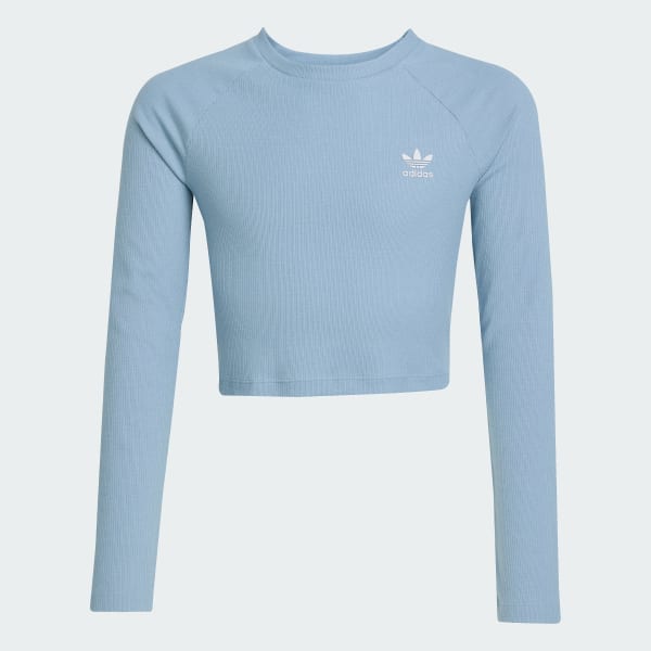 modrá Rib Crop Long Sleeve Long-Sleeve Top Kids