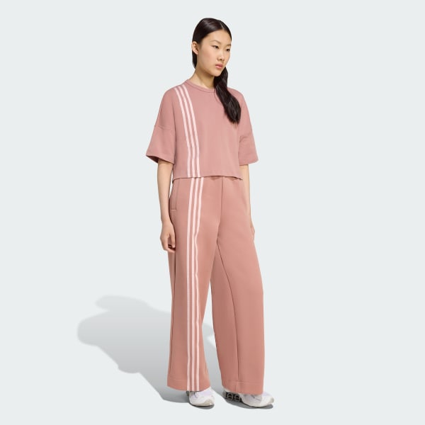 Rosa Camisola de 3 Riscas com Colocação Assimétrica