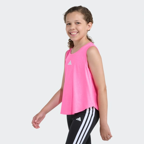 Pink MELANGE FLOUNCE TANK TOP