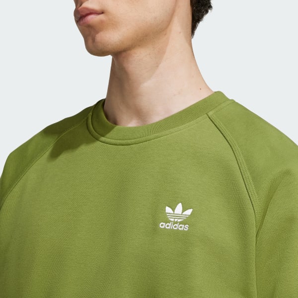 adidas Trefoil Essentials Crew Sweatshirt - Green | Free Shipping