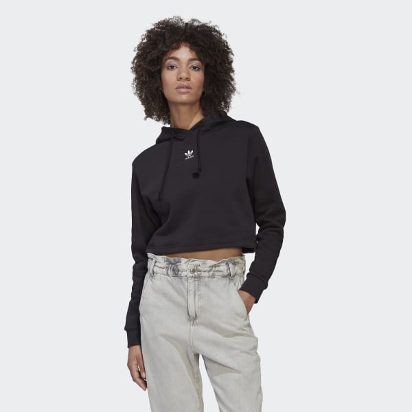 Preto Adicolor Essentials Crop Fleece Hoodie DVL69