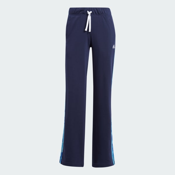 Azul Pantalón de Felpa Francesa Estampado Floral 3 Tiras