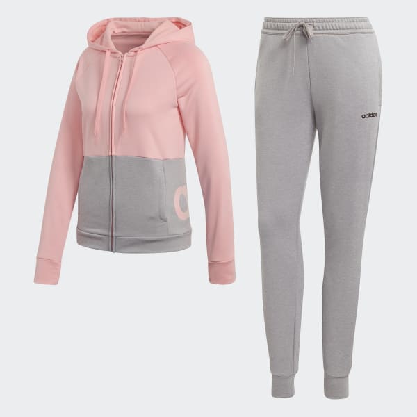 adidas Linear Hoodie French Terry Tracksuit - Pink | adidas UK