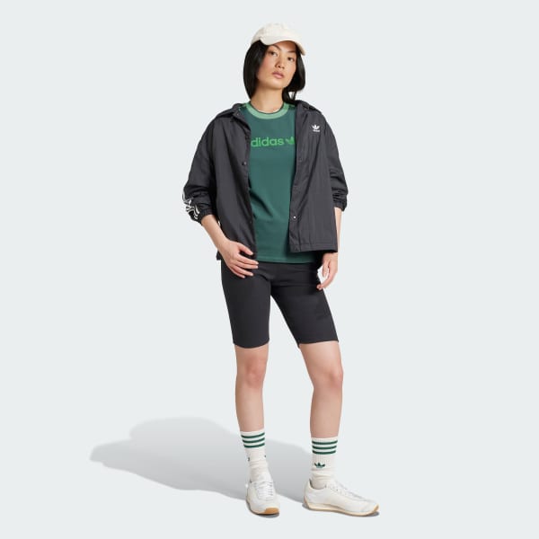 Green Graphic Badge Slim 3-Stripes Tee