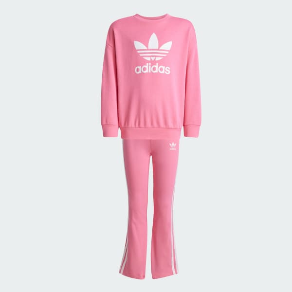 Pink Loose Crew Flared Legging sæt til børn