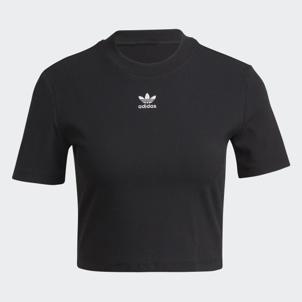 Negro Camiseta Adicolor Essentials Rib Cropped