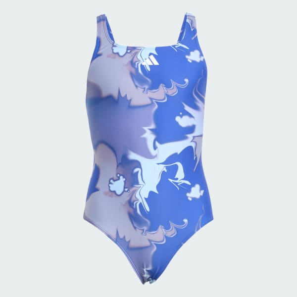 Blue Tie Dye V-back Swimsuit Kids