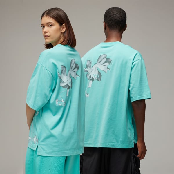 Turquoise Y-3 Graphic Short Sleeve Tee