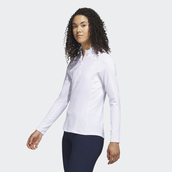 Wit Golf Poloshirt met Lange Mouwen en Korte Rits