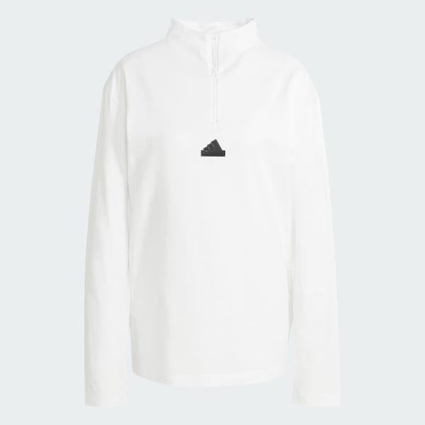 White adiClub Long Sleeve Zip Jersey