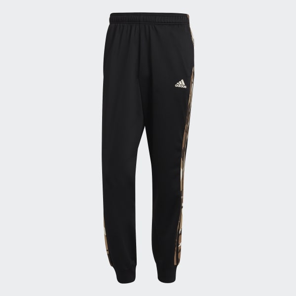Black Primegreen Essentials Warm-Up Tapered 3-Stripes Camo Track Pants IS594