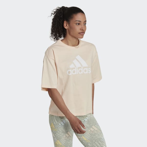 Orange Essentials Multi-Colored Logo Loose Fit Cropped Tee TC381
