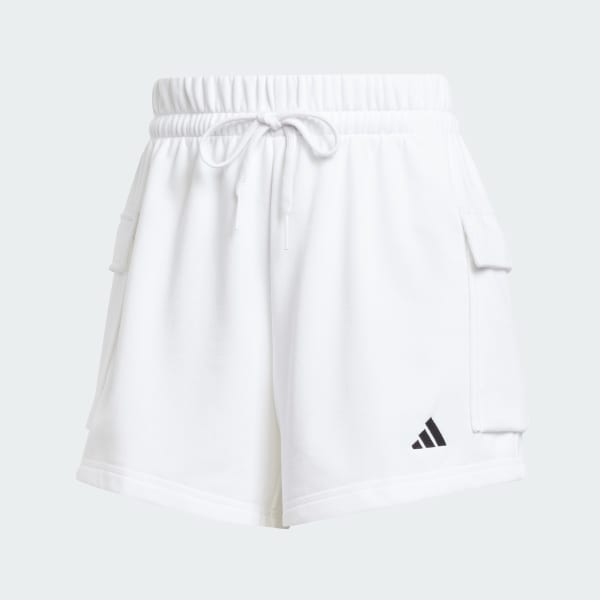 Branco Shorts Essentials Cargo de moletinho com logotipo pequeno