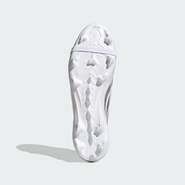 White Predator League Fold-Over Tongue Firm Ground Football Boots