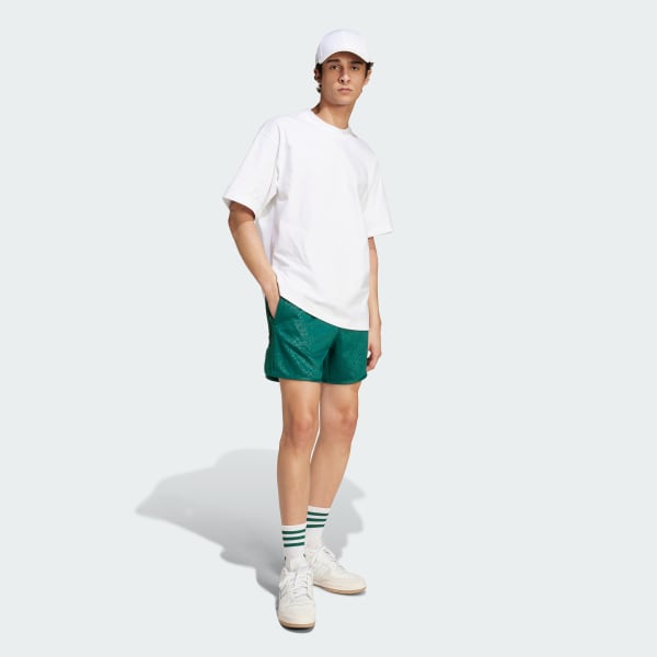 Green '80s Embossed 3-Stripes Sprinter Shorts