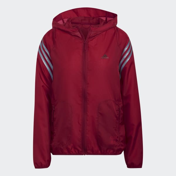 Rouge Coupe-vent Run Icons 3-Stripes Hooded Running