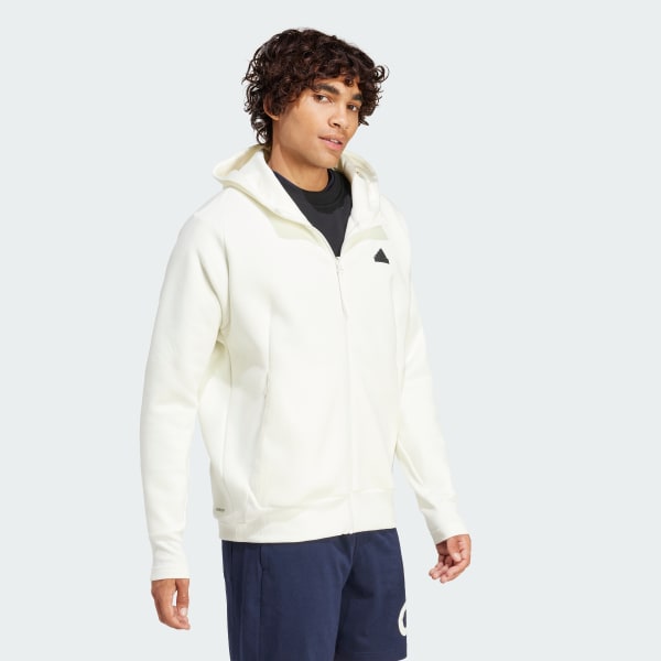 White Z.N.E. Premium Full-Zip Hooded Track Jacket
