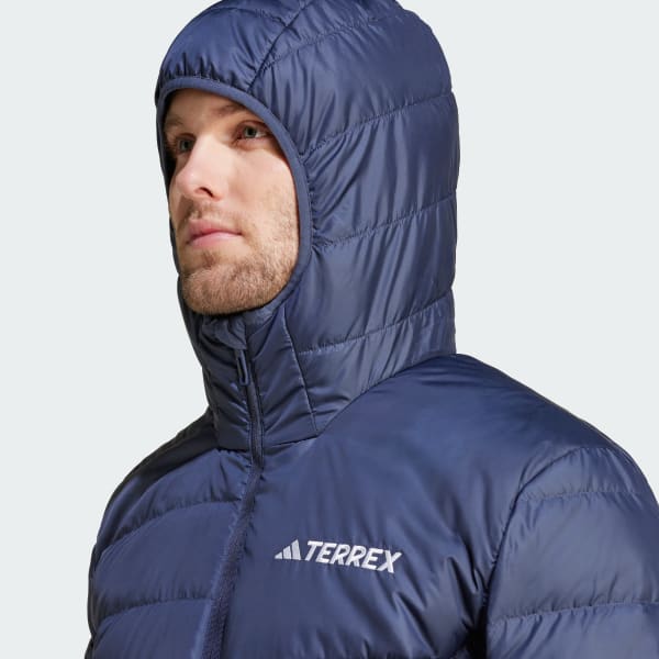 Adidas mens terrex climaheat agravic down hooded jacket blue night clearance