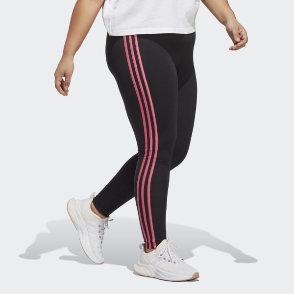 Schwarz Essentials 3-Streifen Tight – Große Größen