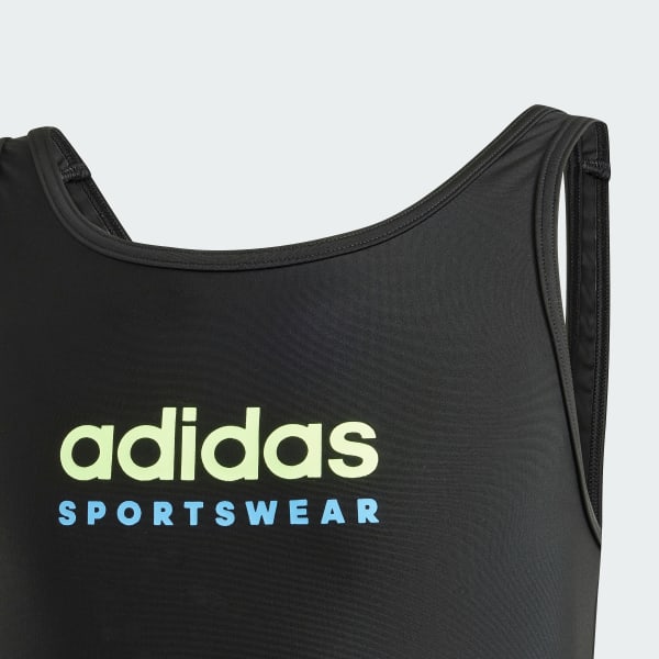 Preto Fato de Banho Sportswear – Criança
