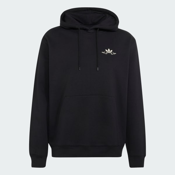 Black Japanese Forg Graphic Loose Hoodie