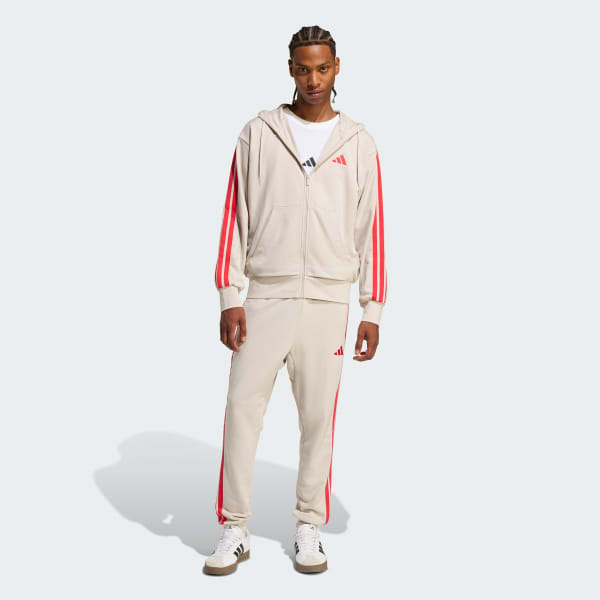 Beige Buzo con Capucha Essentials 3 Tiras Felpa Francesa