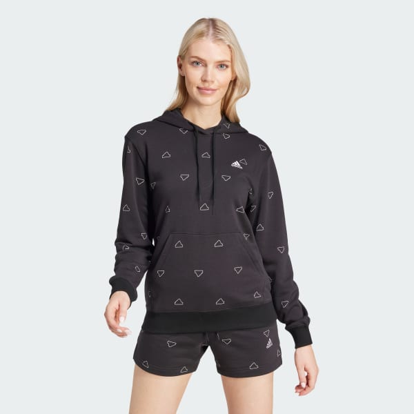 Preto Moletom Capuz Essentials Monogram French Terry