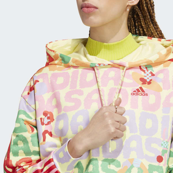 adidas FARM Rio 3 Stripes Hoodie Yellow adidas UK
