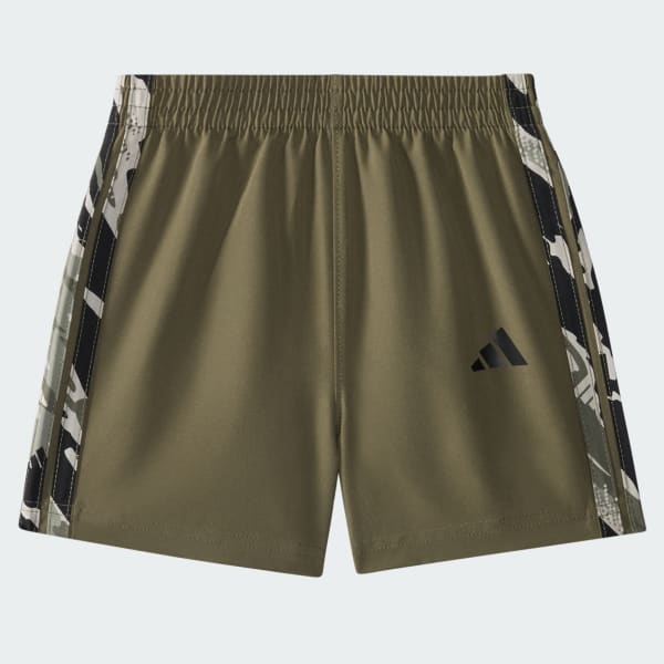 Two-Piece Short Sleeve Heather Tee and Camo 3-Stripes Woven Shorts Set