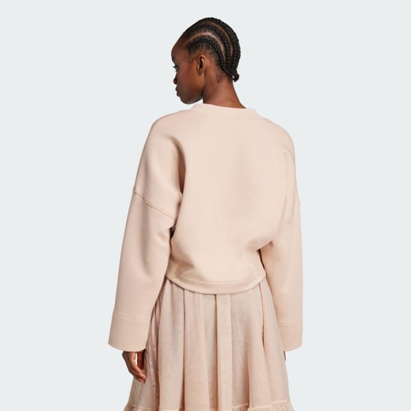 beige Deep V-Neck Sweatshirt