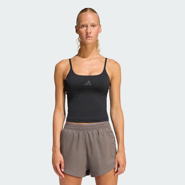 Black Optime Tank With Integrated Light-Support Bra