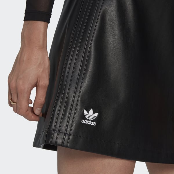 adidas Originals 'centre stage' faux leather skirt in brown