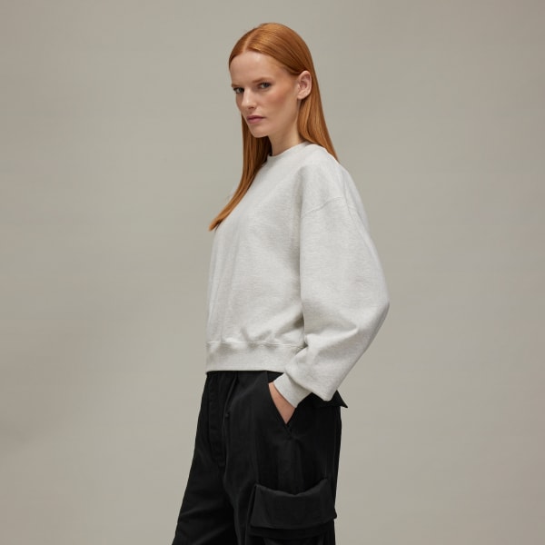 Grey Y-3 Brushed Terry Boxy Crew Sweatshirt