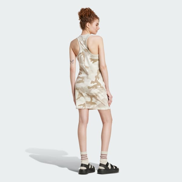Beige Vestido Sin Mangas Essentials 3 Tiras Camo Racer Back