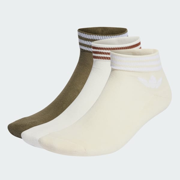 Weiss Trefoil Ankle Socken, 3 Paar